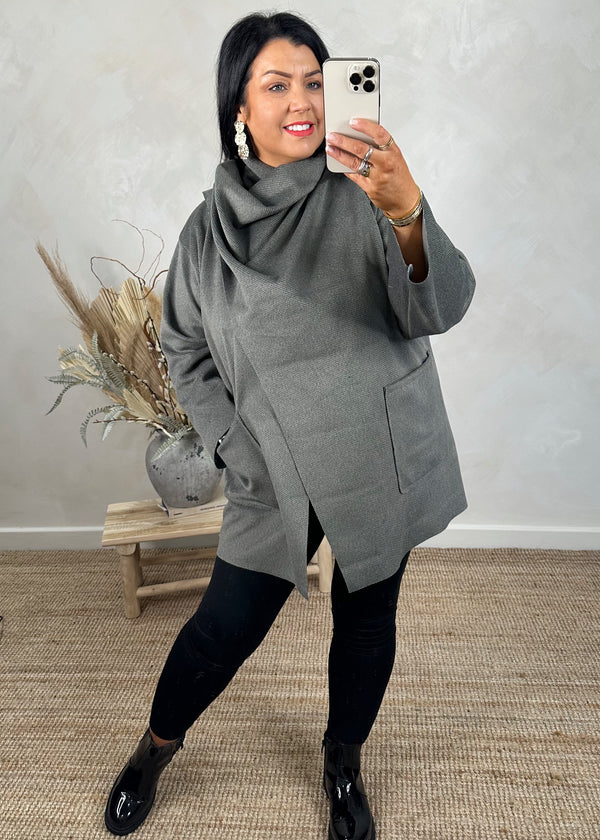 Cerys scarf jacket - Dove grey