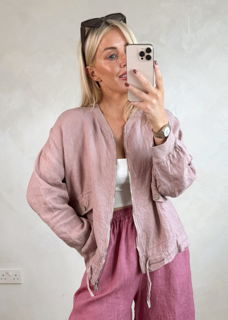 Oia linen bomber - blush