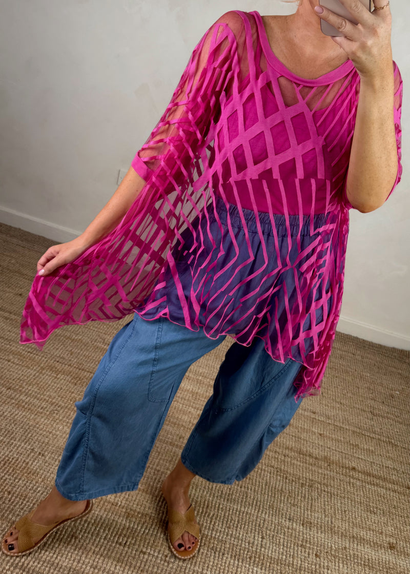 Nikki 2 layer top - hot pink