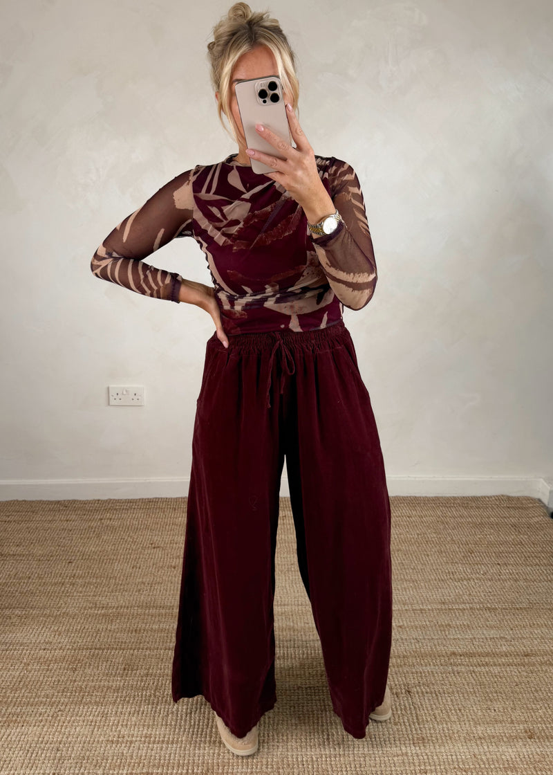 Talia Sheer top - Merlot