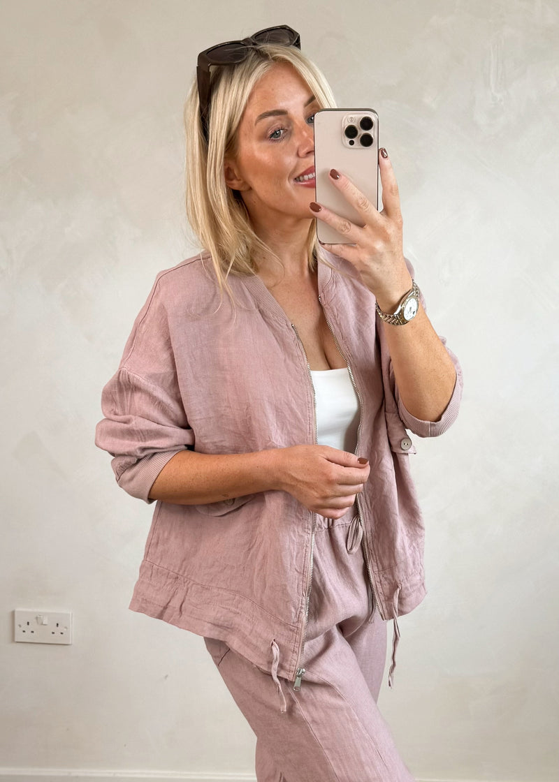 Oia linen bomber - blush