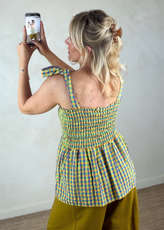 Elsie checked tie top - three