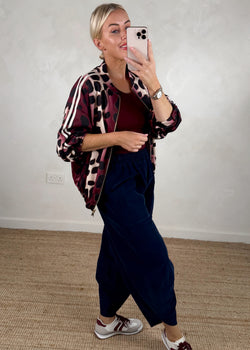 2 stripe bomber jacket - Merlot