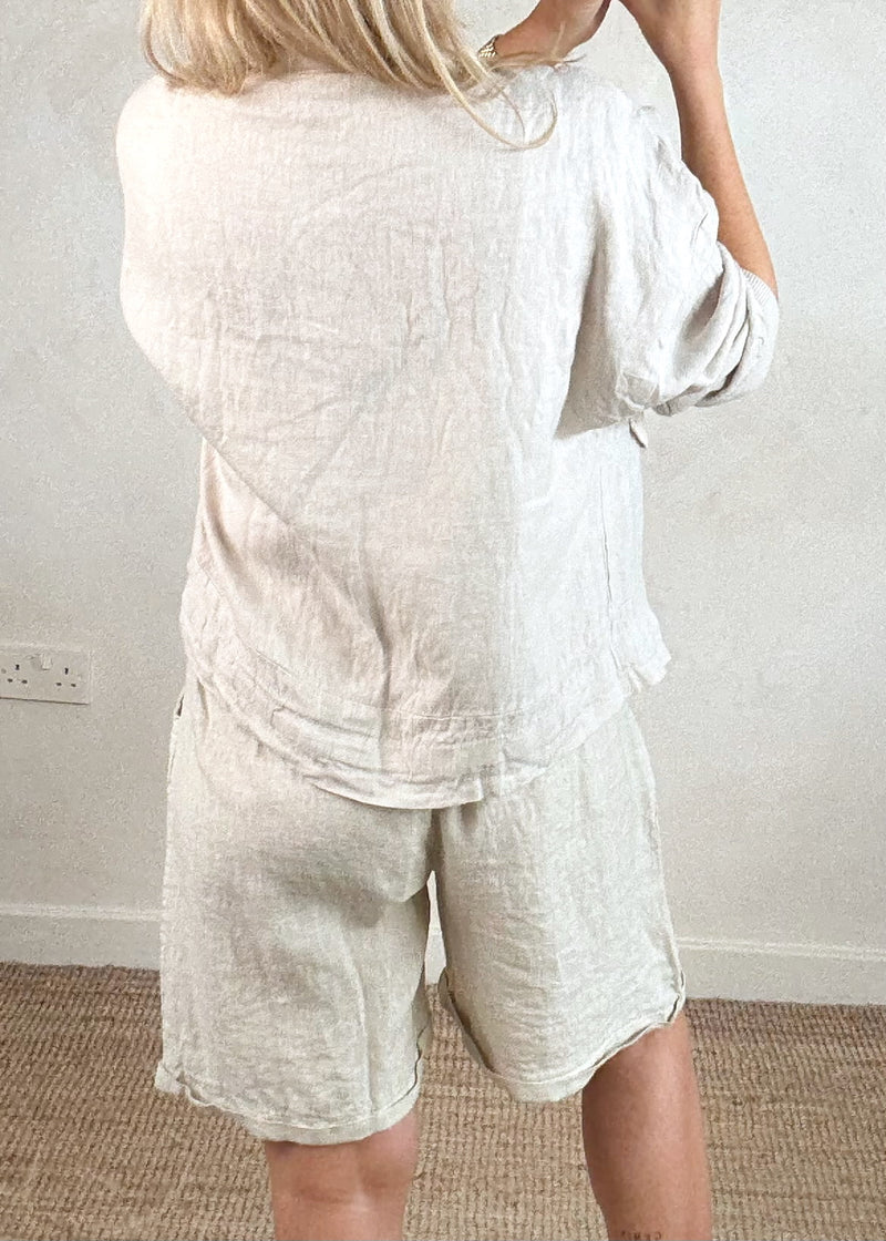 Essie linen shorts - stone