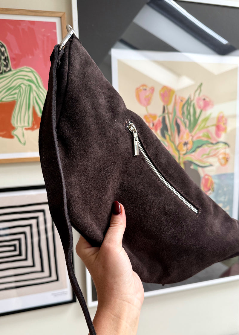Suede Tori sling bag - chocolate