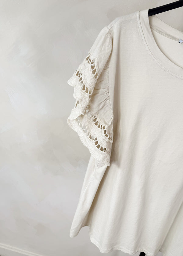 Florrie broderie anglaise tee - stone