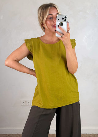 Jenna button back blouse - Pistachio-The Style Attic
