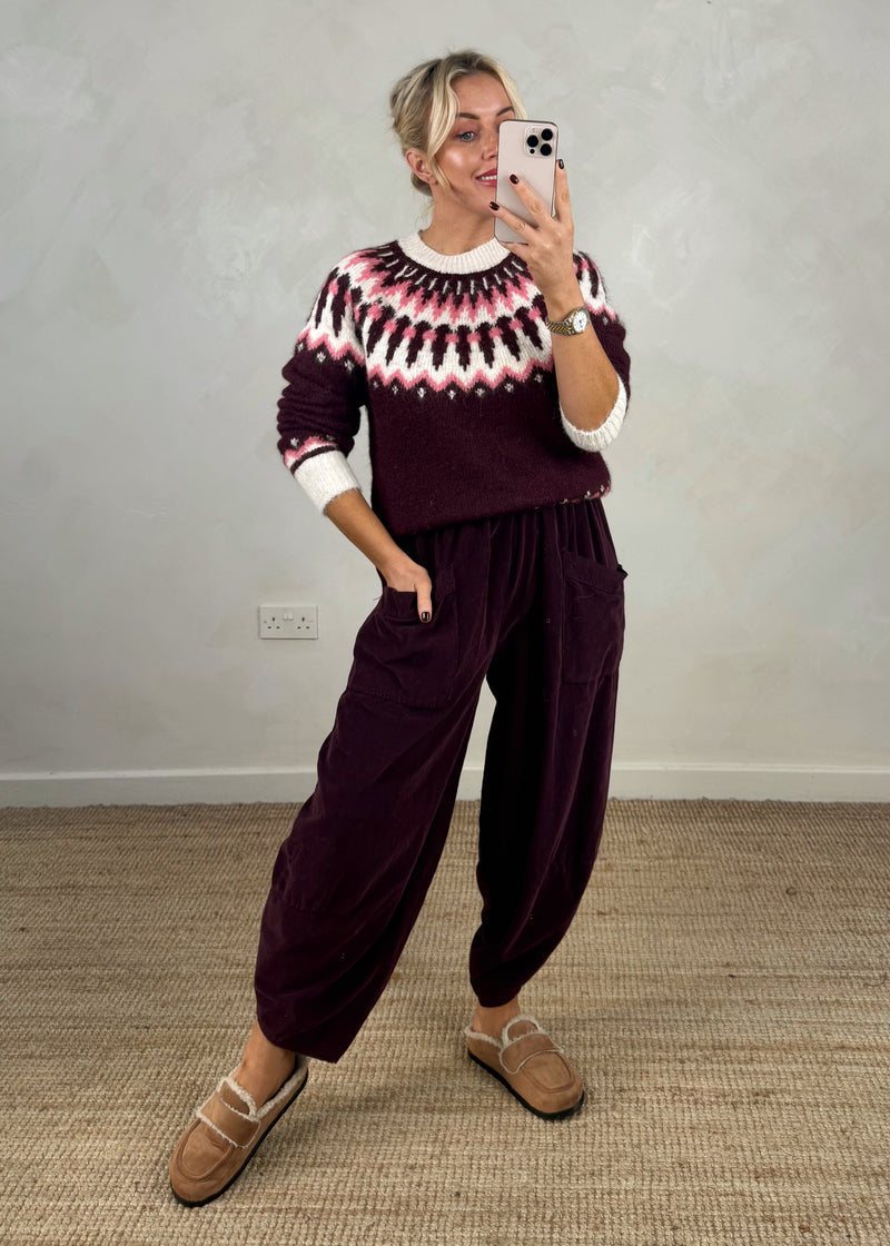 Aspen fair isle knit - merlot