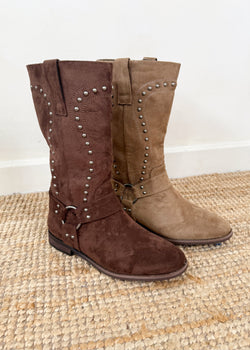 Dusty studded boots - chocolate
