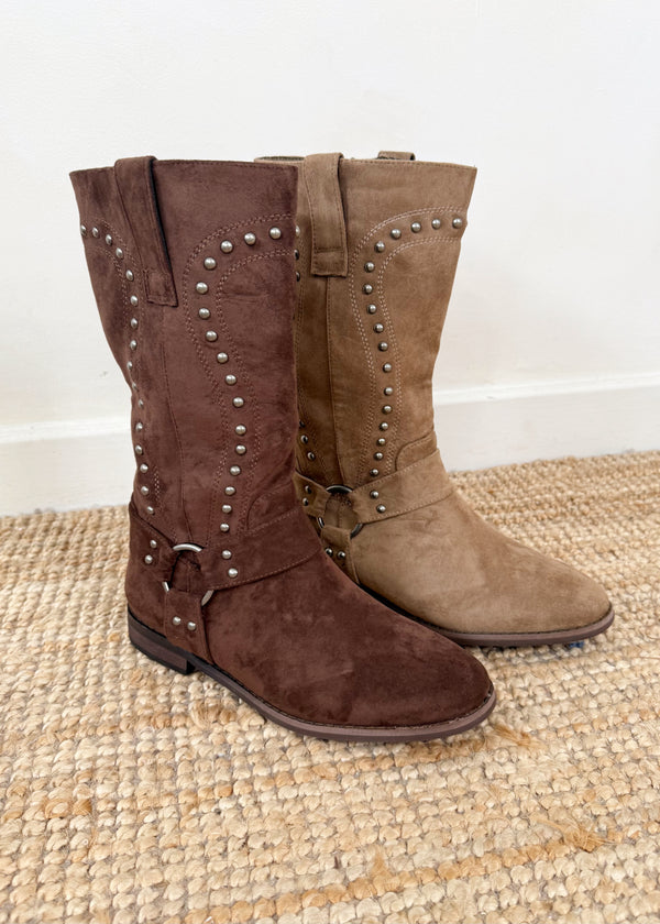 Dusty studded boots - chocolate
