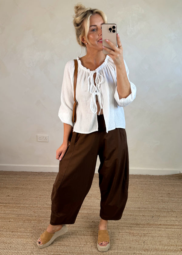 Finn barrel leg trouser - chocolate