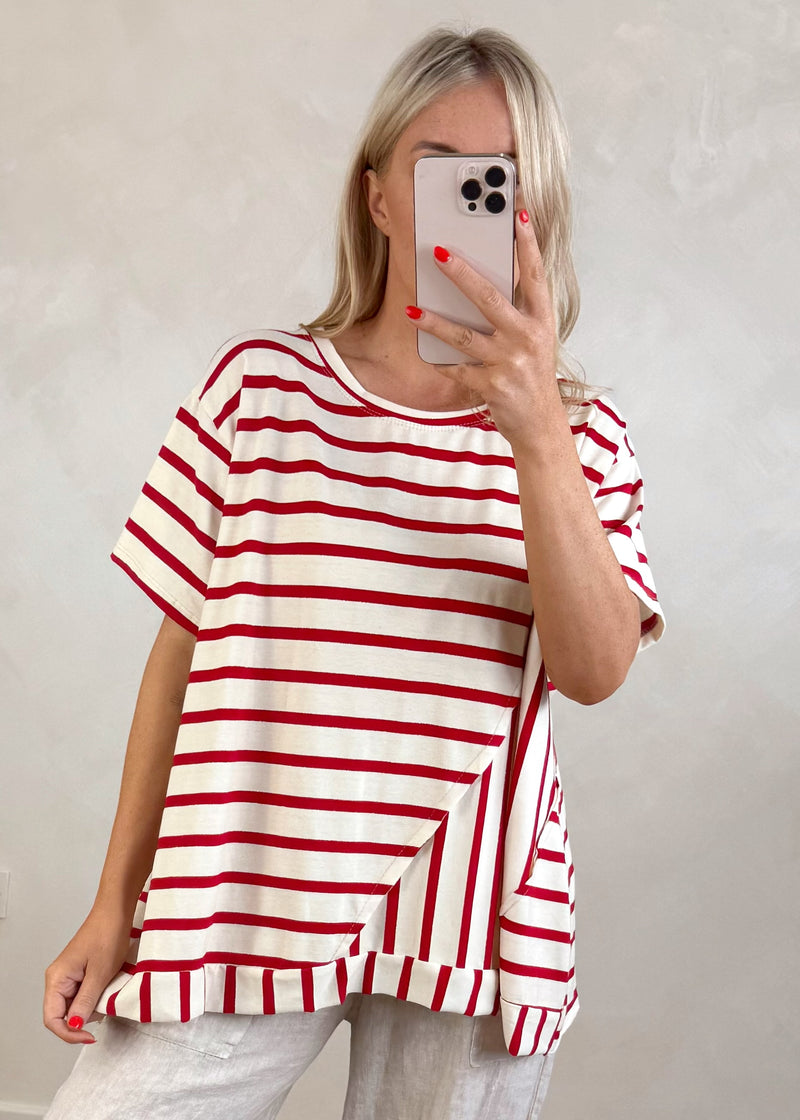 Charlie striped tee - red