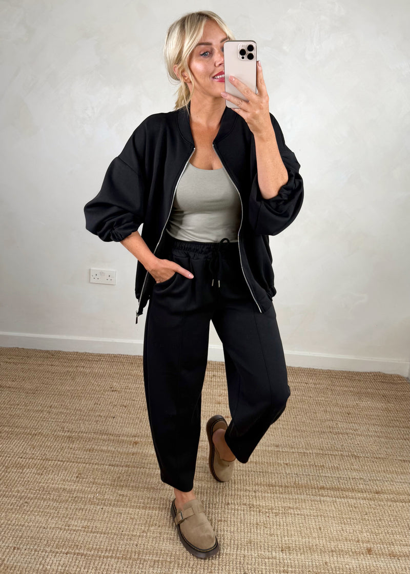 Carrot leg bomber co-ord set - black