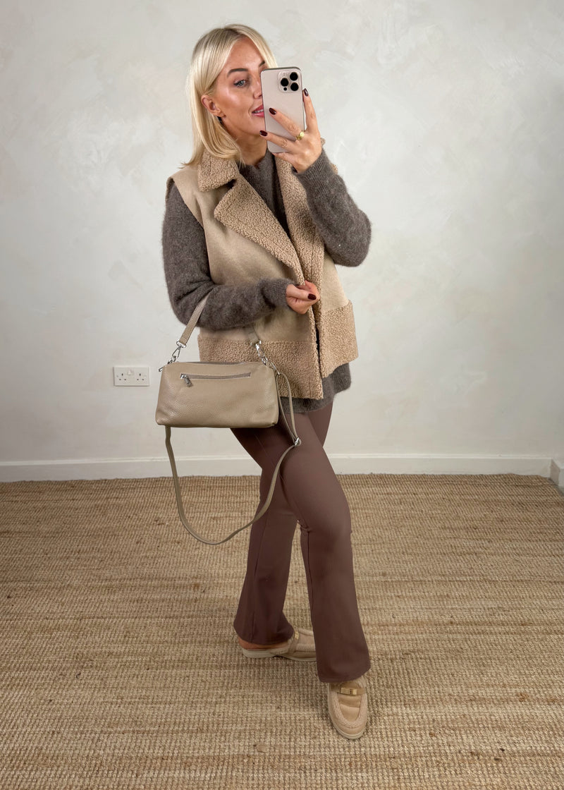Molly zip leather bag - mocha