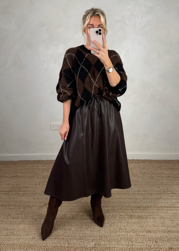 Mayci faux leather skirt - chocolate