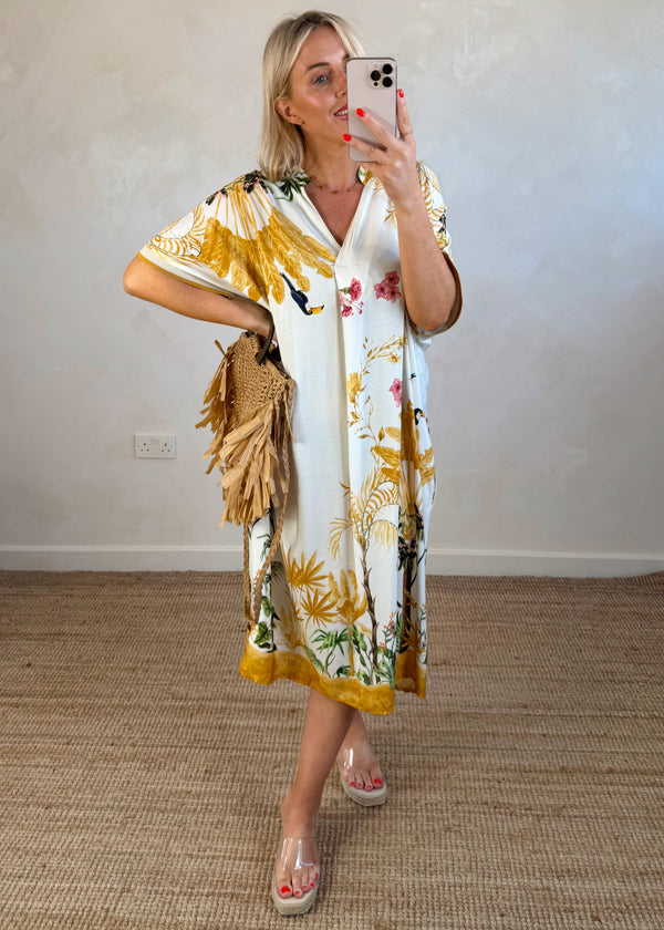 Pippa midi dress - yellow feather