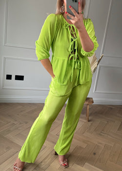 Jemima plisse co-ord - lime