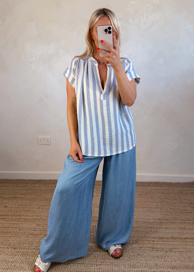 Oxford striped top - blue