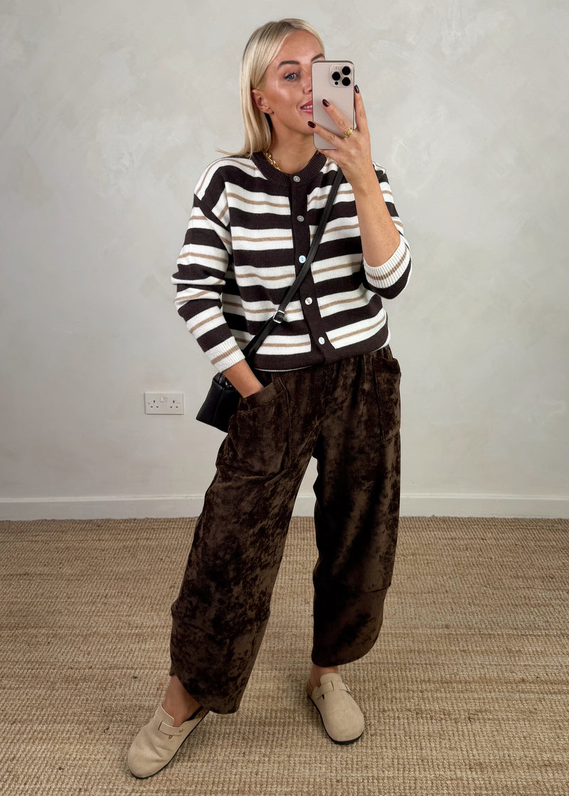 Ribbed velour Moda pants - chocolate