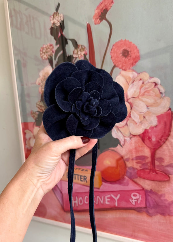 Corsage Leather belt - navy