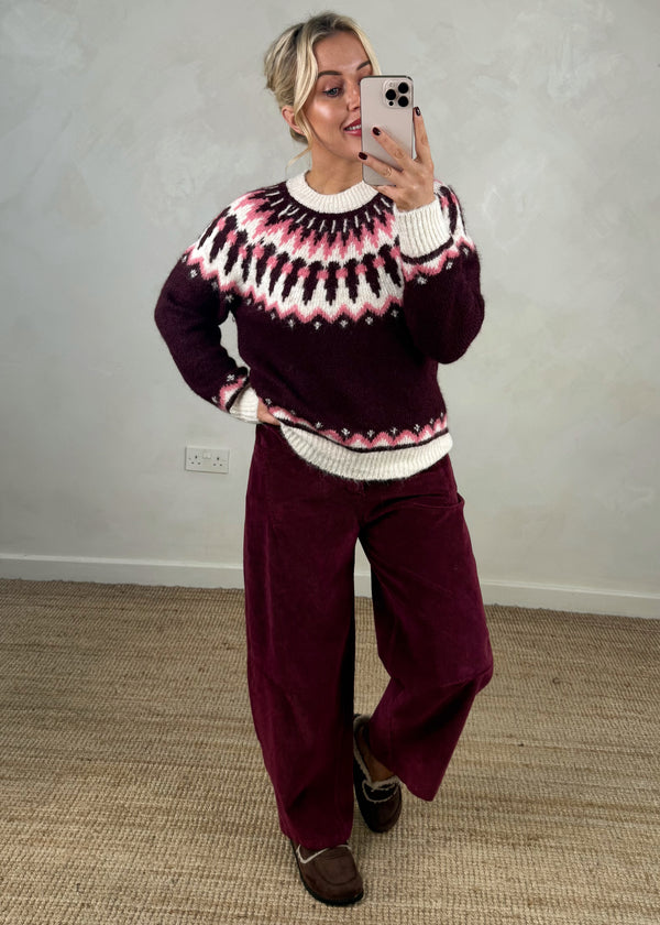 Aspen fair isle knit - merlot