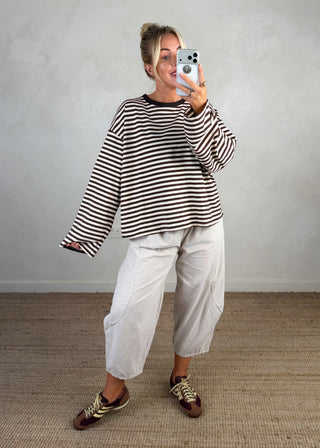 Nico crew neck striped tee - Chocolate/cream