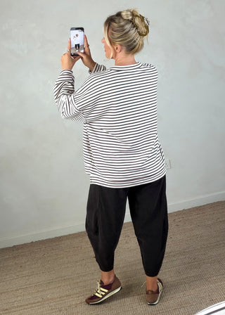 Perfect fine striped sweater - Cream/chocolate