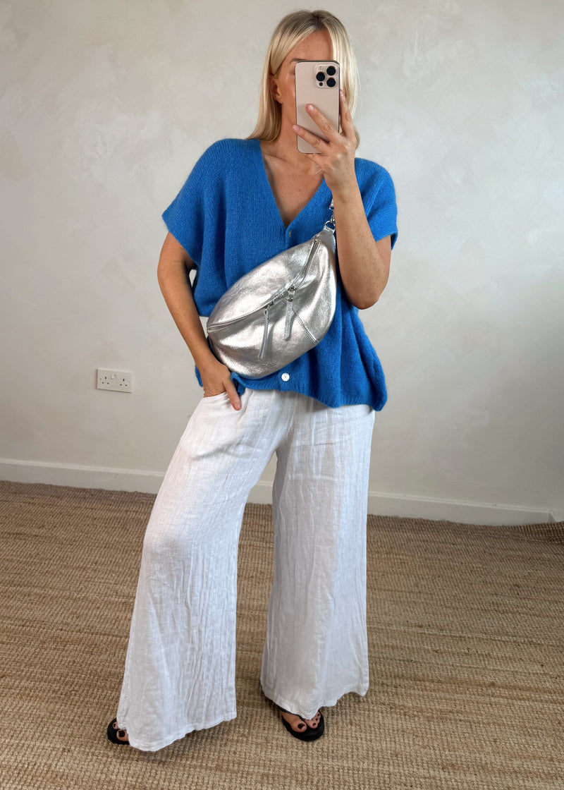 Lottie button knit - cerulean