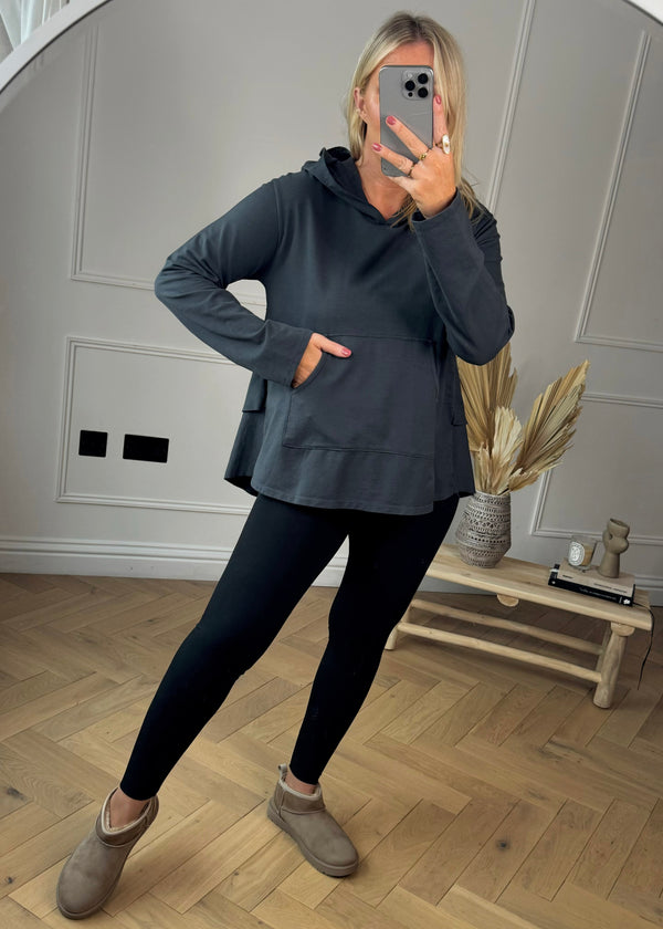 Wade peplum hoodie - slate