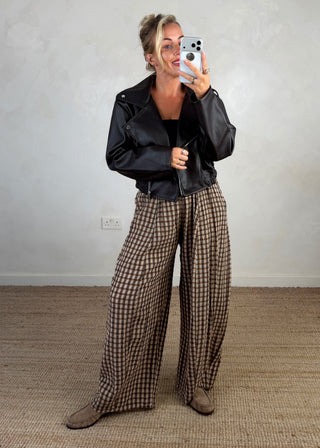 AW Bexley checked barrel leg trouser - three