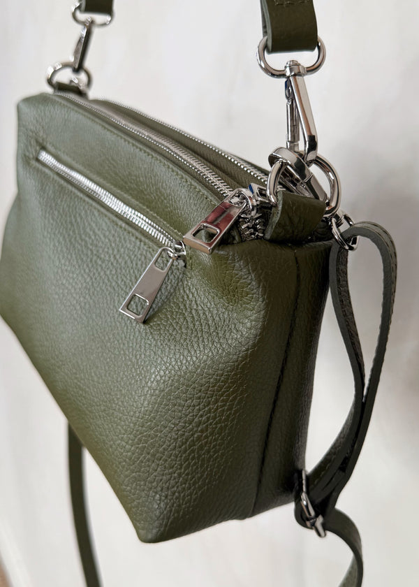 Molly zip leather bag - olive