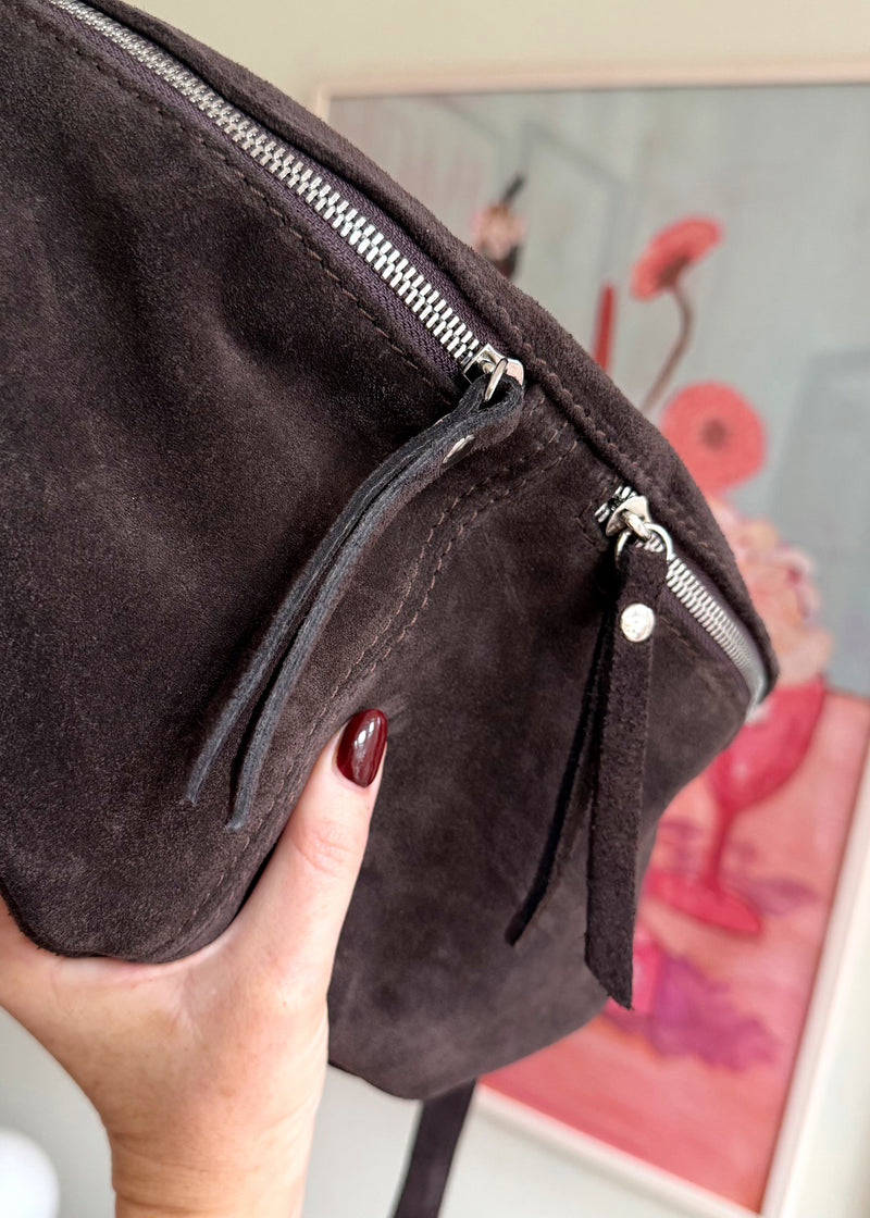 Suede Tori sling bag - chocolate