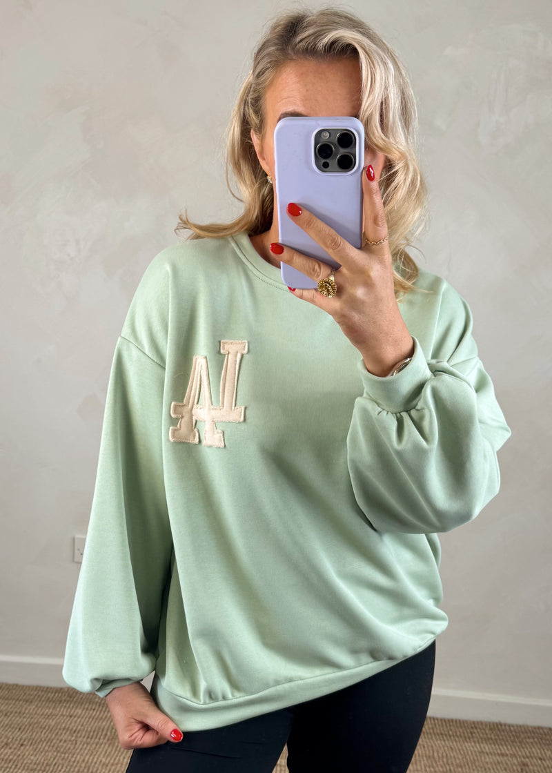 LA appliqué sweater - spearmint