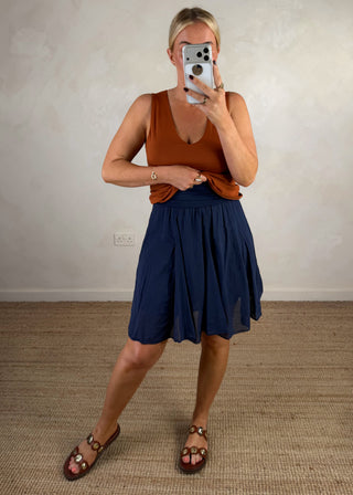 Freya cotton skirt - Navy
