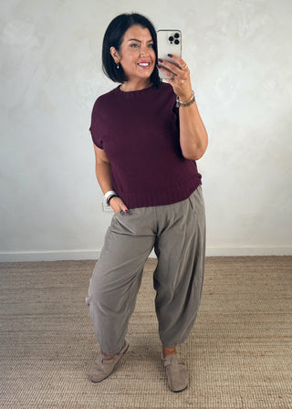 Jay short sleeve ribbed knit - Merlot