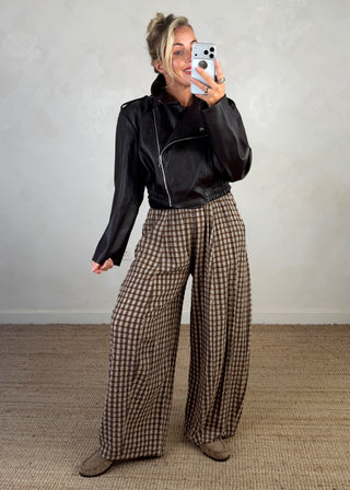 AW Bexley checked barrel leg trouser - three