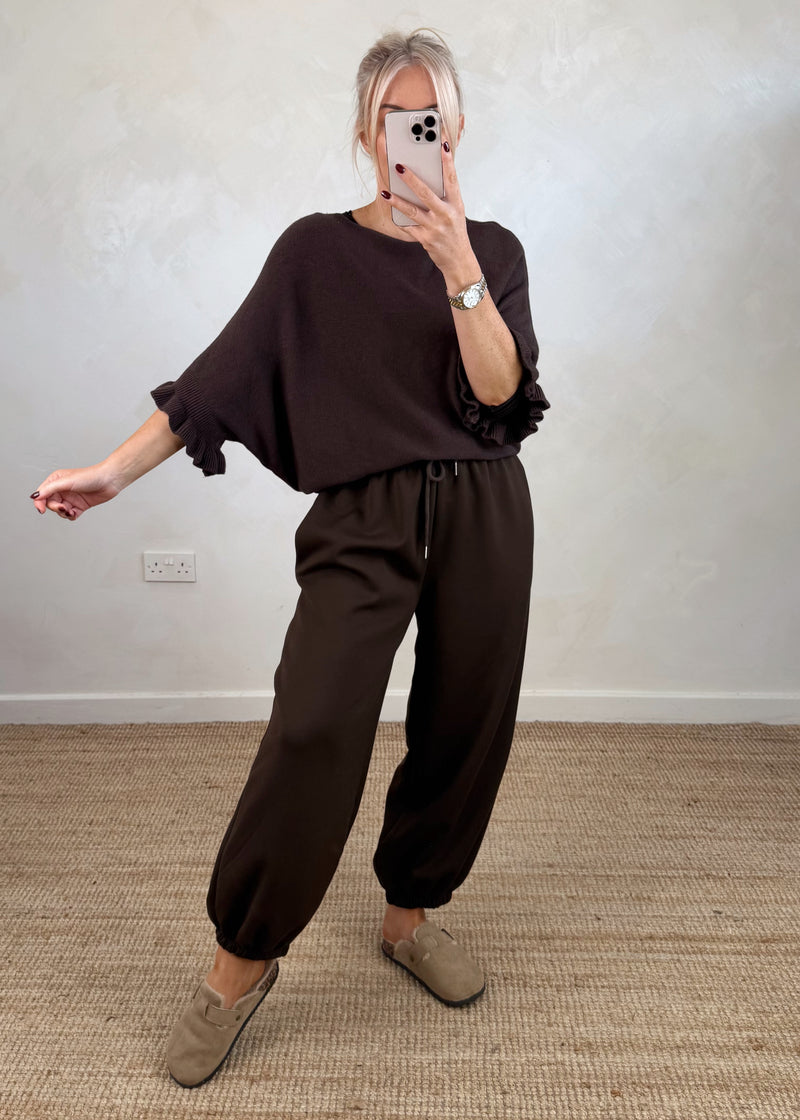 Maddie frill knit - chocolate