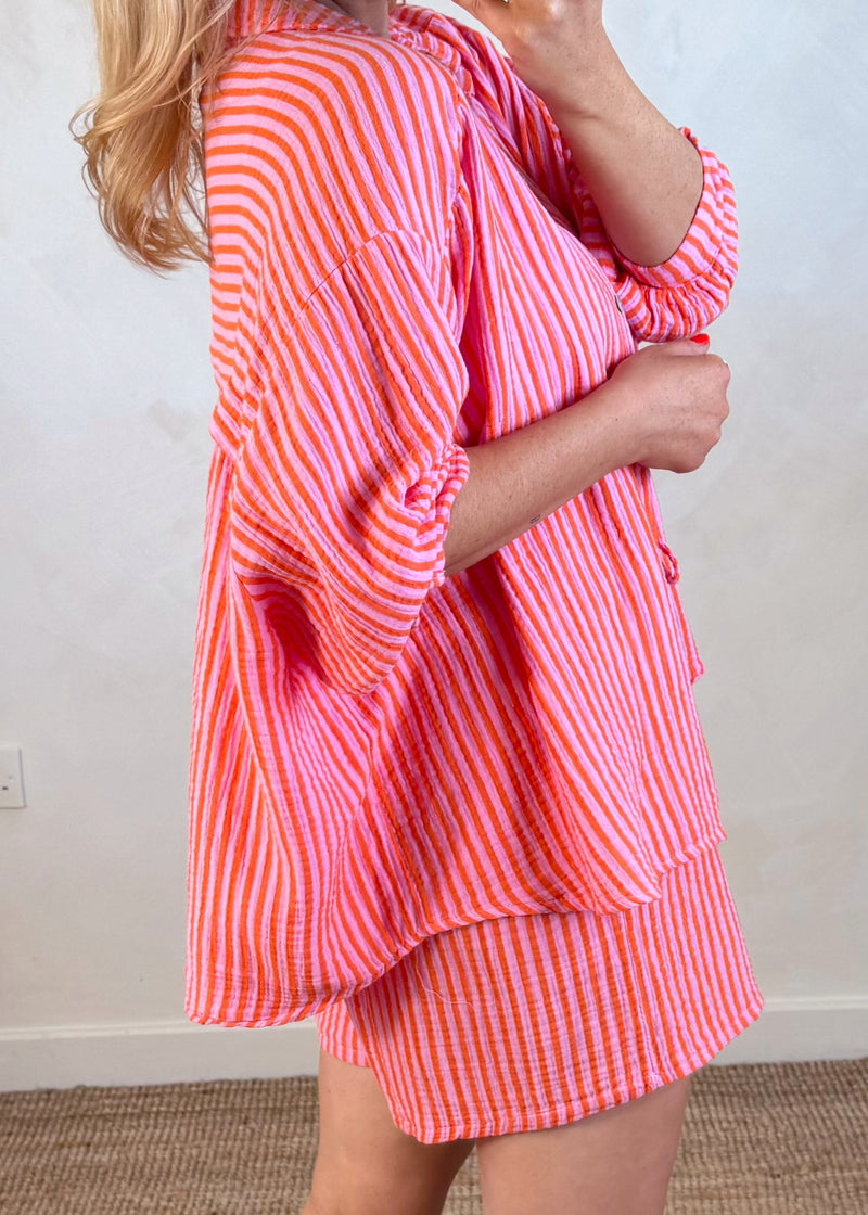 Miami co-ord short set - pink/orange