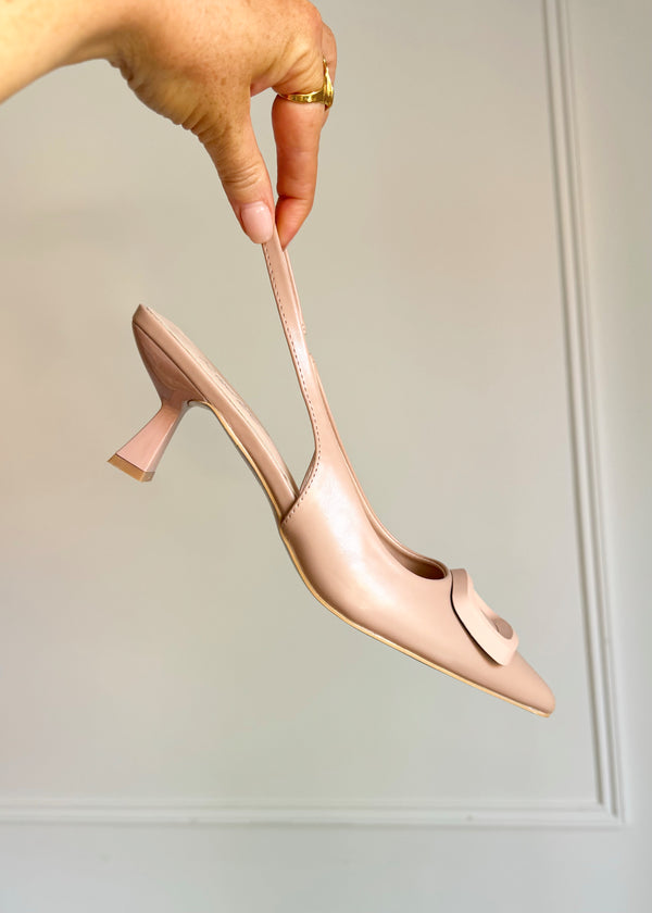 buckle slingback heel - nude