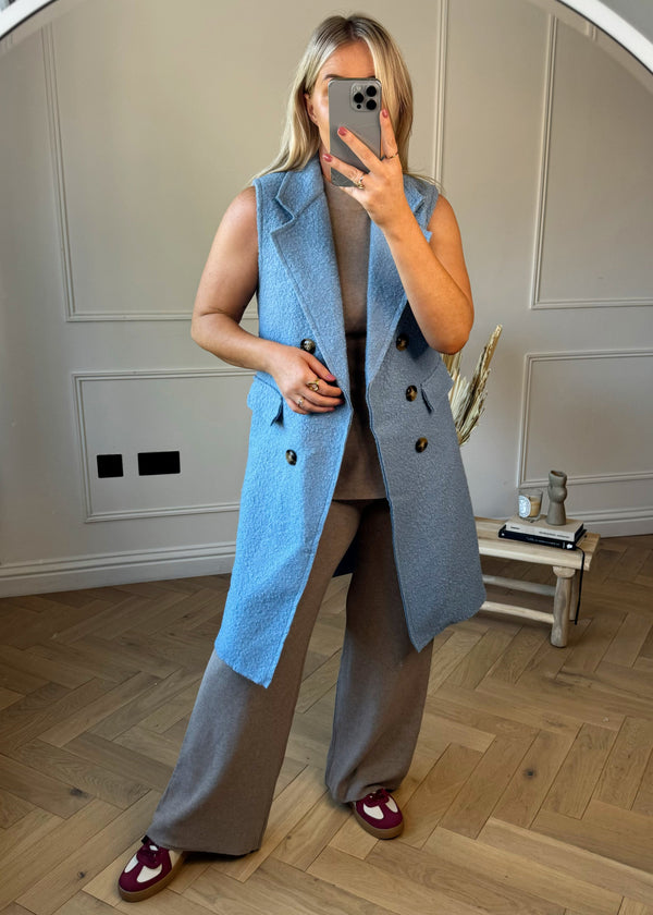 Theo blazer waistcoat - powder blue-The Style Attic