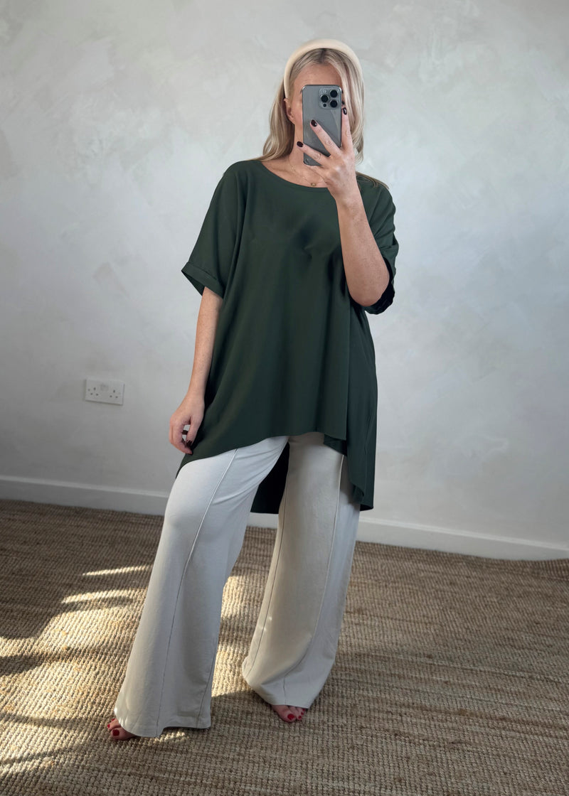 Tia oversized tee - khaki-The Style Attic