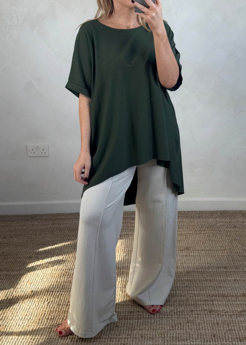 Tia oversized tee - khaki-The Style Attic