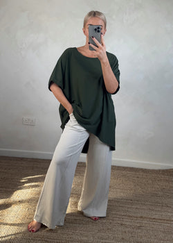 Tia oversized tee - khaki-The Style Attic