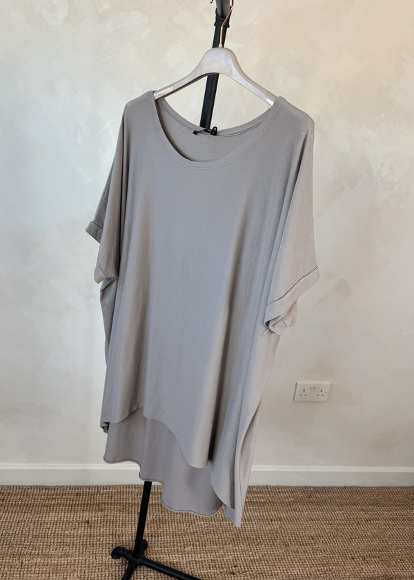 Tia oversized tee - mocha-The Style Attic