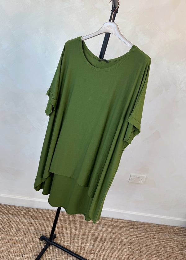 Tia oversized tee - olive-The Style Attic