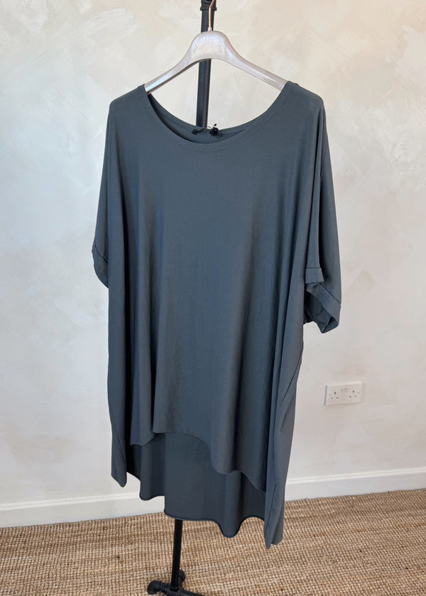 Tia oversized tee - slate-The Style Attic