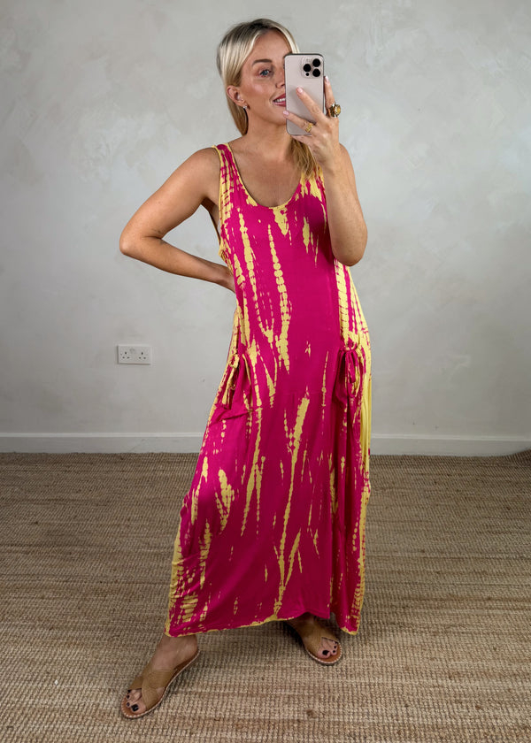 Tie dye pocket maxi - pink-The Style Attic