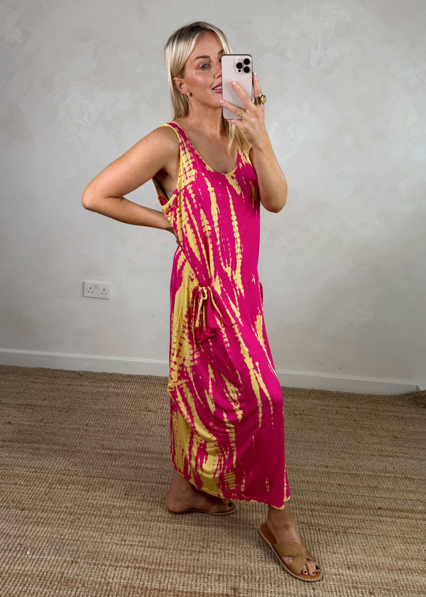 Tie dye pocket maxi - pink-The Style Attic