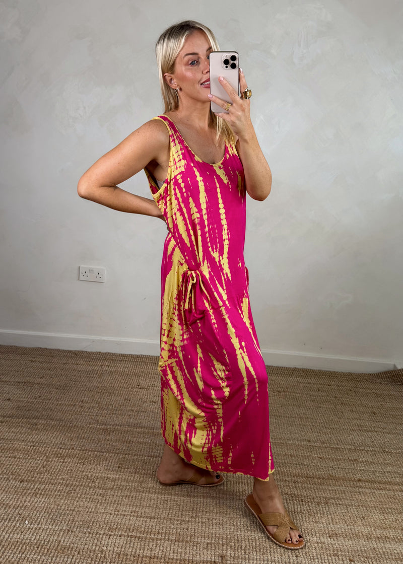 Tie dye pocket maxi - pink-The Style Attic