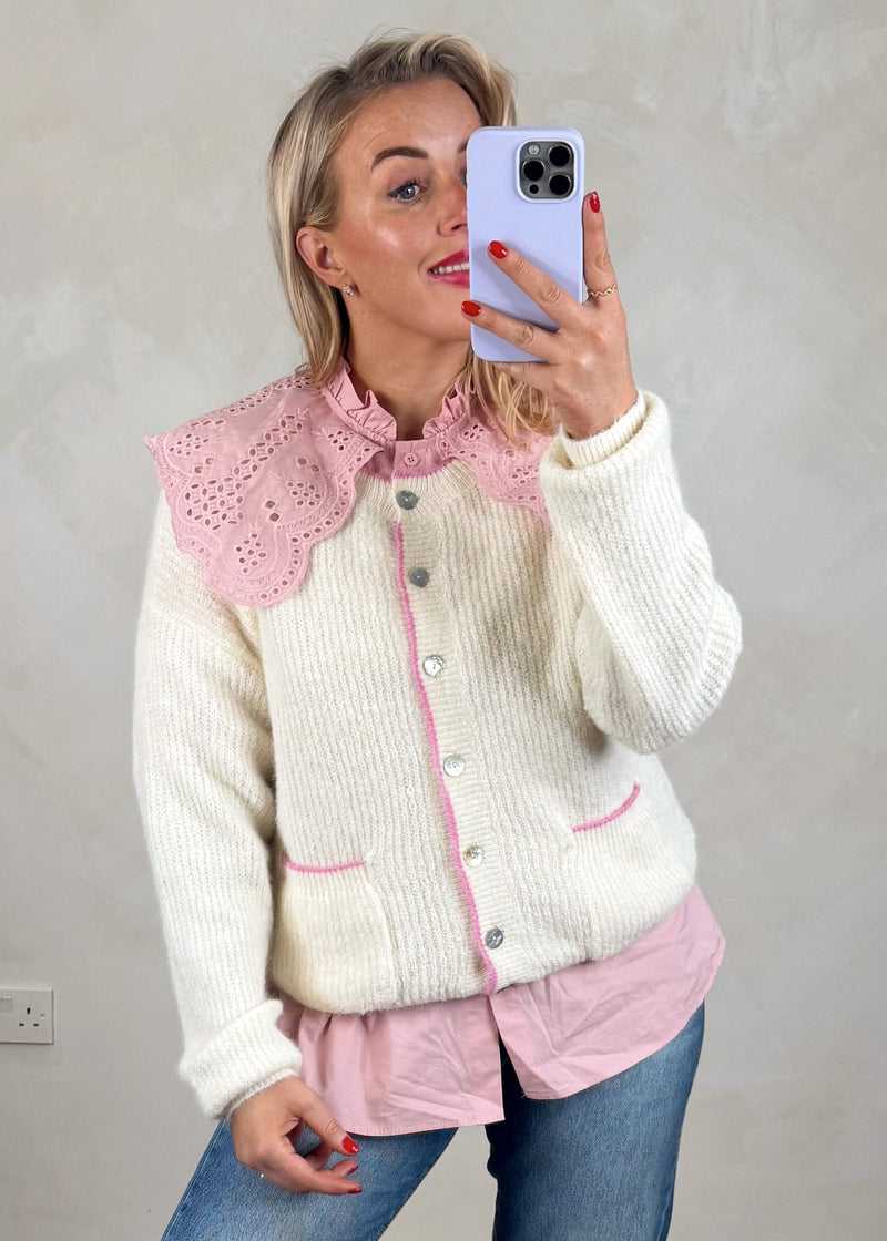 Tilly broderie collar shirt - rose-The Style Attic